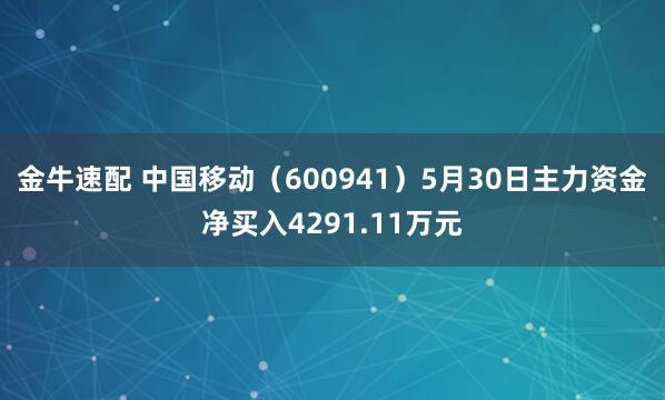 金牛速配 中国移动（600941）5月30日主力资金净买入4291.11万元